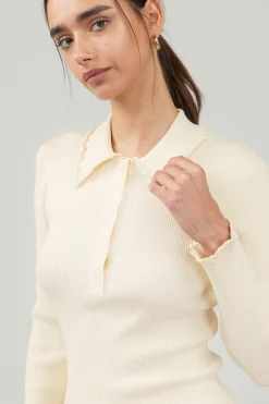 Current Air Polo Sweater Top IVORY Sale