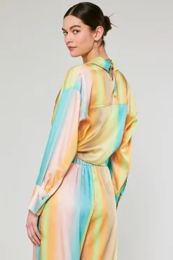 Current Air Prismatic Gradient Front Tie Shirt DESERTRAINBOW Hot