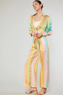 Current Air Prismatic Gradient Wide Leg Pants DESERTRAINBOW Hot