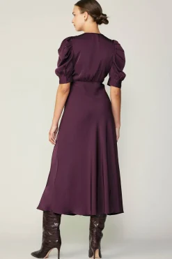 Current Air Puff Sleeve Midi Dress MIDNIGHTPLUM Best