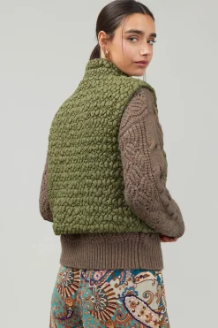 Current Air Quilted Cropped Vest OLIVE Clearance