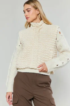 Current Air Quilted Cropped Vest IVORY Hot