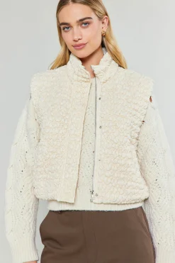 Current Air Quilted Cropped Vest IVORY Hot