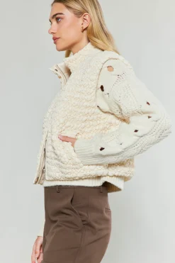 Current Air Quilted Cropped Vest IVORY Hot