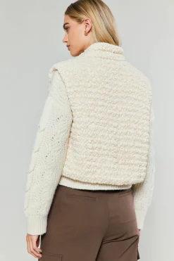 Current Air Quilted Cropped Vest IVORY Hot