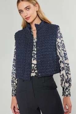 Current Air Quilted Cropped Vest NAVY Best