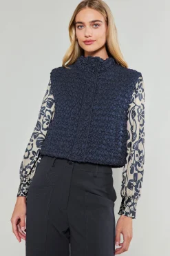 Current Air Quilted Cropped Vest NAVY Best
