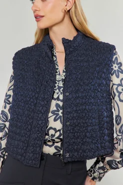 Current Air Quilted Cropped Vest NAVY Best