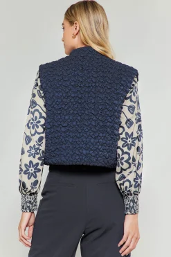 Current Air Quilted Cropped Vest NAVY Best