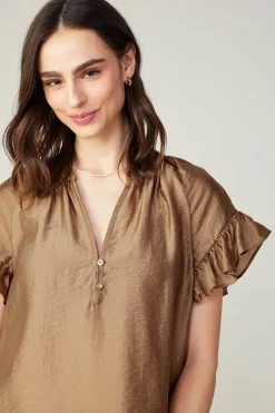 Current Air Raglan Sleeve Button Blouse LATTE Best