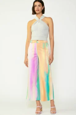 Current Air Rainbow Painterly Wide Leg Pants MULTI Discount