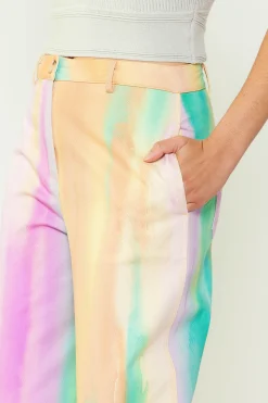 Current Air Rainbow Painterly Wide Leg Pants MULTI Discount