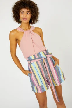 Current Air Rainbow Striped Shorts MLT-STRIPE Discount