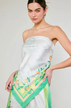 Current Air Recycled Signature Print Scarf TUSCANGREENCITRUS Outlet