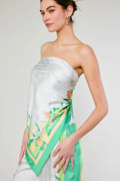 Current Air Recycled Signature Print Scarf TUSCANGREENCITRUS Outlet