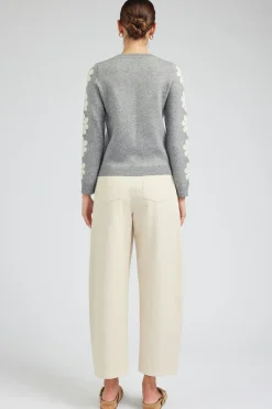 Current Air Retro Daisy Motif Sweater HEATHERGREY Fashion