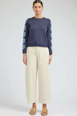 Current Air Retro Daisy Motif Sweater NAVY Sale