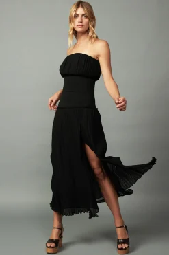 Current Air Ribbed Waist Midi Skirt BLACK Clearance