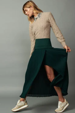 Current Air Ribbed Waist Midi Skirt DARKGREEN Sale