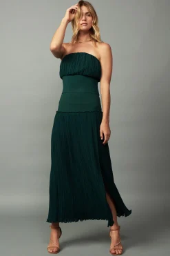 Current Air Ribbed Waist Midi Skirt DARKGREEN Sale