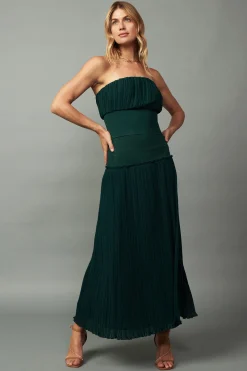 Current Air Ribbed Waist Midi Skirt DARKGREEN Sale