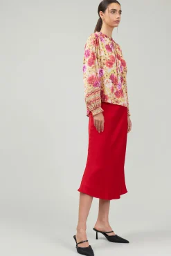 Current Air Rosette Patterned Blouse YELLOWREDMLT Sale