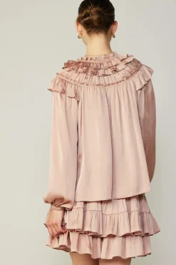 Current Air Ruffle Cape Blouse FADEDBLUSH Outlet