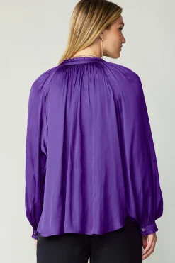Current Air Ruffled Cuff Blouse SPACEPURPLE Hot