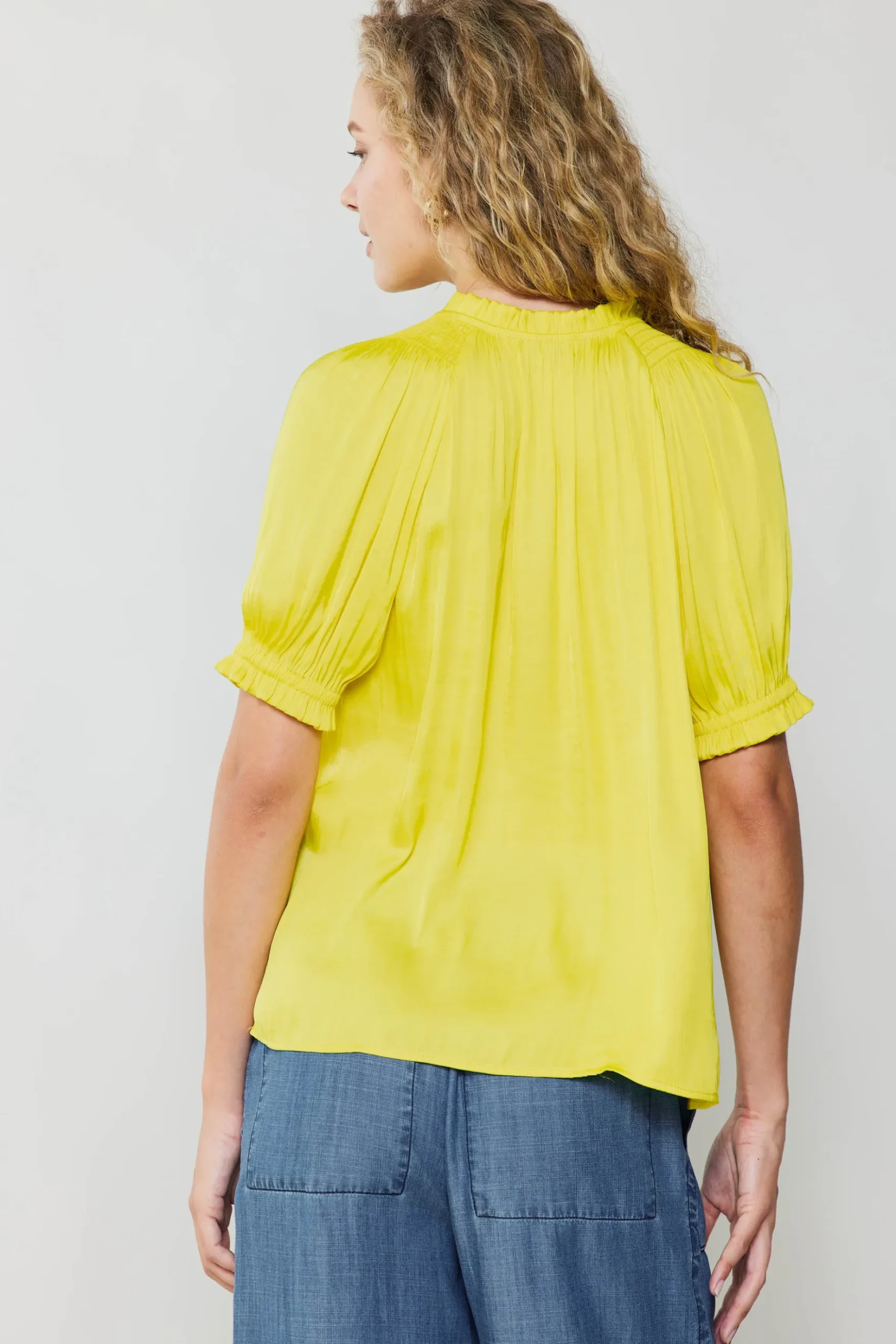 Current Air Ruffled Cuff Blouse PINEAPPLE Discount