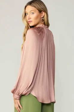 Current Air Ruffled Cuff Blouse MAUVE Hot
