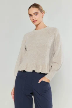 Current Air Ruffled Hem Sweater OATMEAL Discount