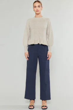 Current Air Ruffled Hem Sweater OATMEAL Discount
