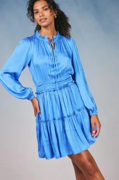 Current Air Ruffled Neck Mini Dress AZUREBLUE New