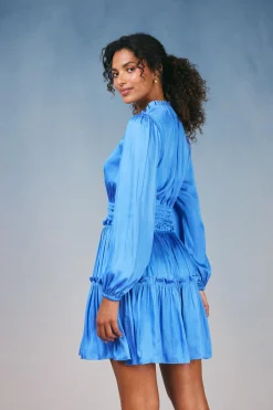 Current Air Ruffled Neck Mini Dress AZUREBLUE New