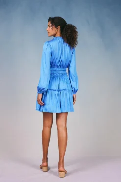 Current Air Ruffled Neck Mini Dress AZUREBLUE New