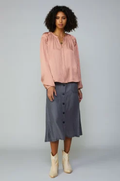 Current Air Ruffled Shoulder Blouse DUSTYBLUSH Sale