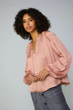 Current Air Ruffled Shoulder Blouse DUSTYBLUSH Sale