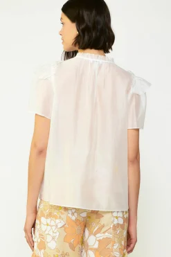 Current Air Ruffled Shoulder Blouse WHITE Fashion