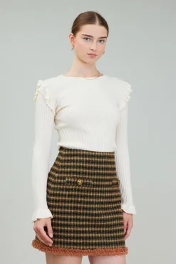 Current Air Ruffled Shoulder Top CREAM Discount