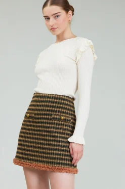 Current Air Ruffled Shoulder Top CREAM Discount