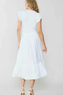 Current Air Ruffled Sleeve Sweater Dress WHITE Outlet
