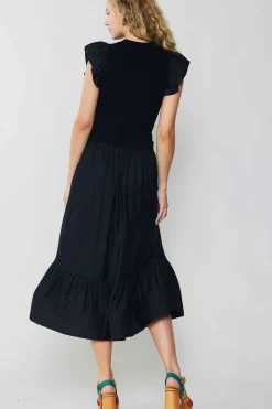 Current Air Ruffled Sleeve Sweater Dress BLACK Fashion
