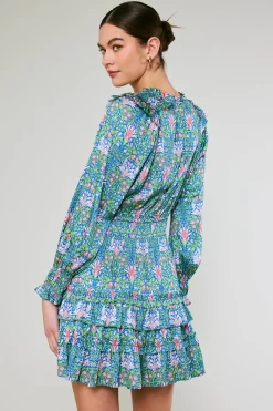 Current Air Ruffled Surplice Floral Mini Dress GREEN Outlet