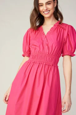 Current Air Ruffled Surplice Midi Dress FUCHSIA New