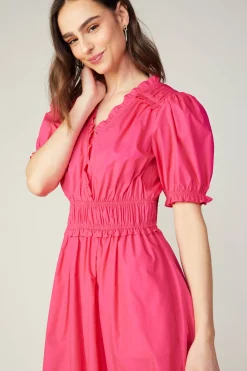 Current Air Ruffled Surplice Midi Dress FUCHSIA New