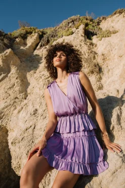 Current Air Ruffled Surplice Mini Dress DUSTYLILAC Best