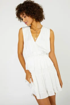 Current Air Ruffled Surplice Mini Dress WHITE Best
