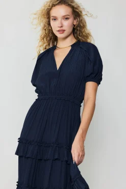 Current Air Ruffled Tiered Maxi Dress NAVY Discount