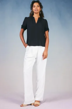 Current Air Ruffled Trim Blouse BLACK Sale
