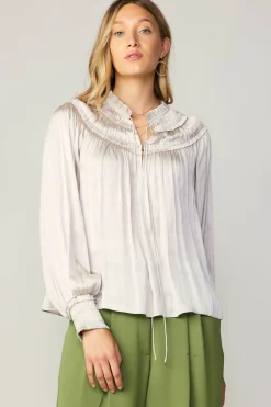 Current Air Ruffled Yoke Blouse ECRU New